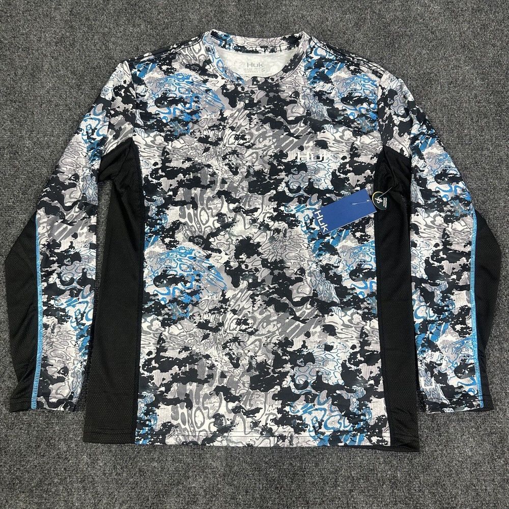 Huk Fishing Shirt Mens Small Icon X Tide Change Geometric Lightweight Outdoor